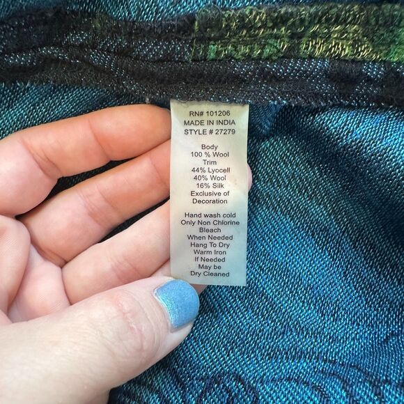 Soft Surroundings Embroidered Peacock Feather Kimono Cardigan Jacket Women's S - Picture 9 of 15